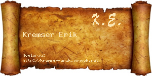 Kremser Erik névjegykártya